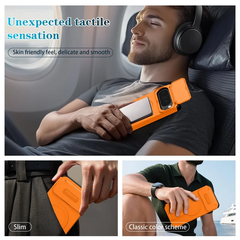 For Google Pixel 10 Pro XL / 9 Pro XL Case Kickstand Camera Slider PC + TPU Phone Cover Magnetic Case - Orange