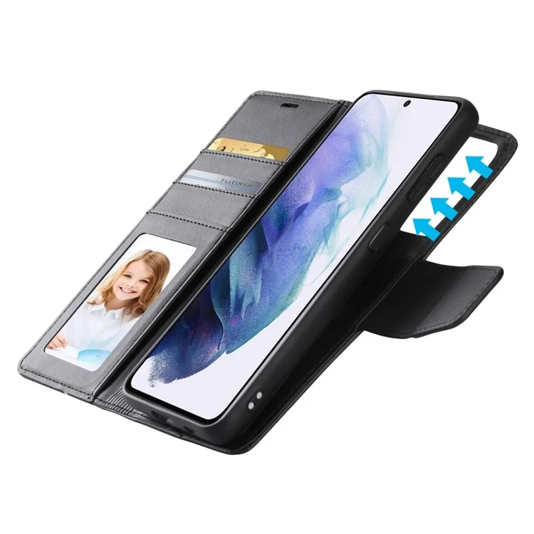 Serie Hanman Miro2 Para Samsung Galaxy S22+ 5G Detraqueable 2 en 1 Case de Teléfono Magnetic Cover PU Leather Stand Protective Protective - Negro