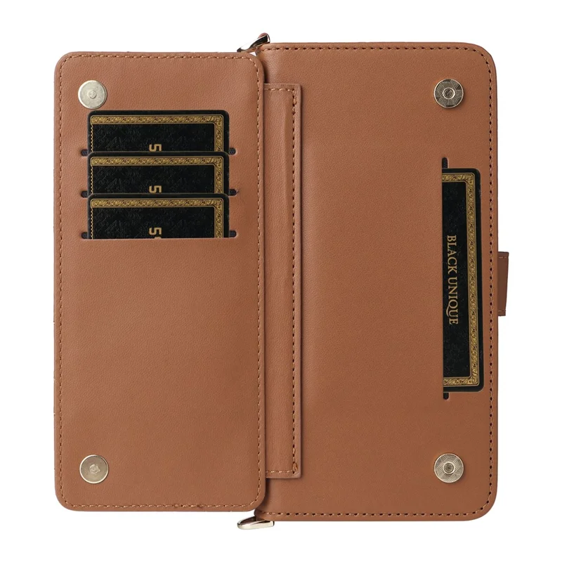 For Motorola Edge 70 5G Leather Case Stand Wallet Phone Cover with Shoulder / Wrist Strap - Brown