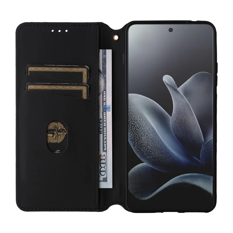 Voor Motorola Edge 70 5G Hoesje Portemonnee Ruitstructuur Geïmprimeerd PU Leren Telefoonhoesje - Zwart