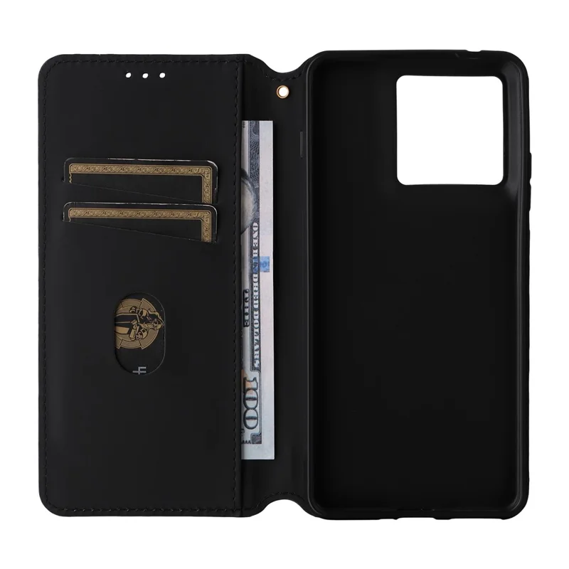 Voor Motorola Edge 70 5G Hoesje Portemonnee Ruitstructuur Geïmprimeerd PU Leren Telefoonhoesje - Zwart