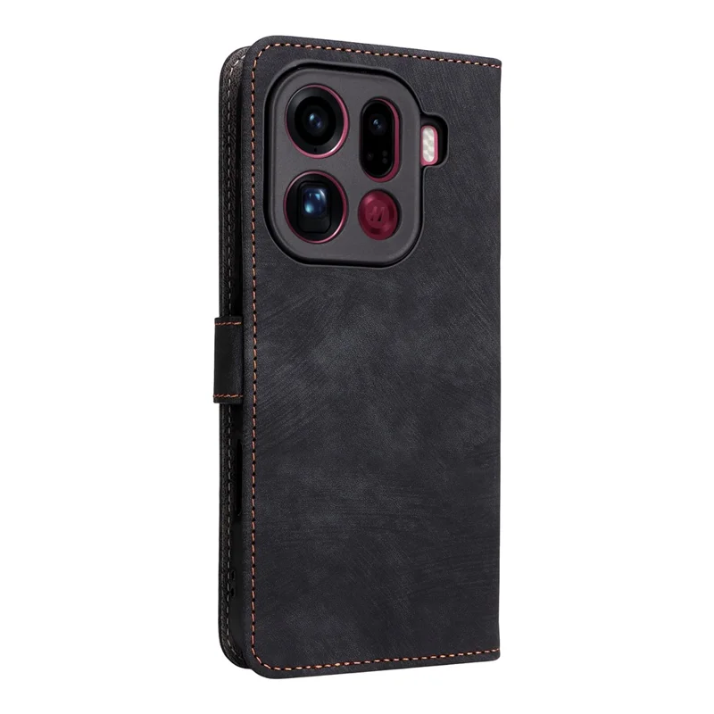 Obudowa dla Oppo Find X9 Pro 5G, portfelowa obudowa z blokadą RFID, pokrowiec z syntetycznej skóry PU z podstawką i paskiem - Czarny