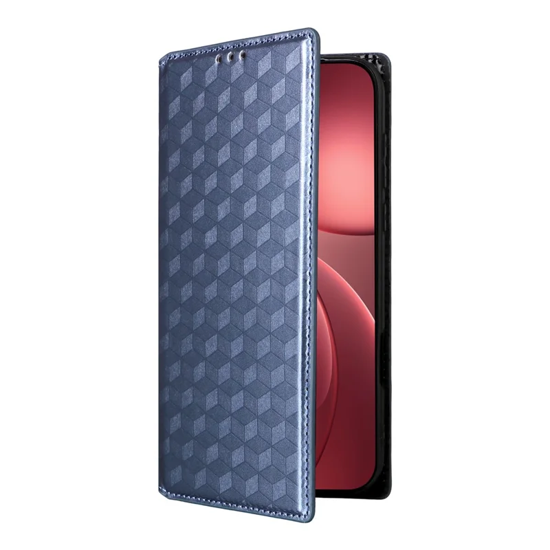Oppo Find X9 Pro 5G Hoesje Portemonnee Ruitstructuur Geïmprimeerd PU Leer Telefoonhoesje - Blauw