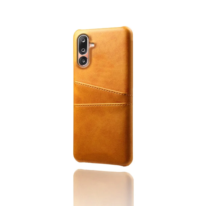 For Samsung Galaxy M36 5G Case Dual Card Slots PU Leather + Hard PC Phone Cover - Orange