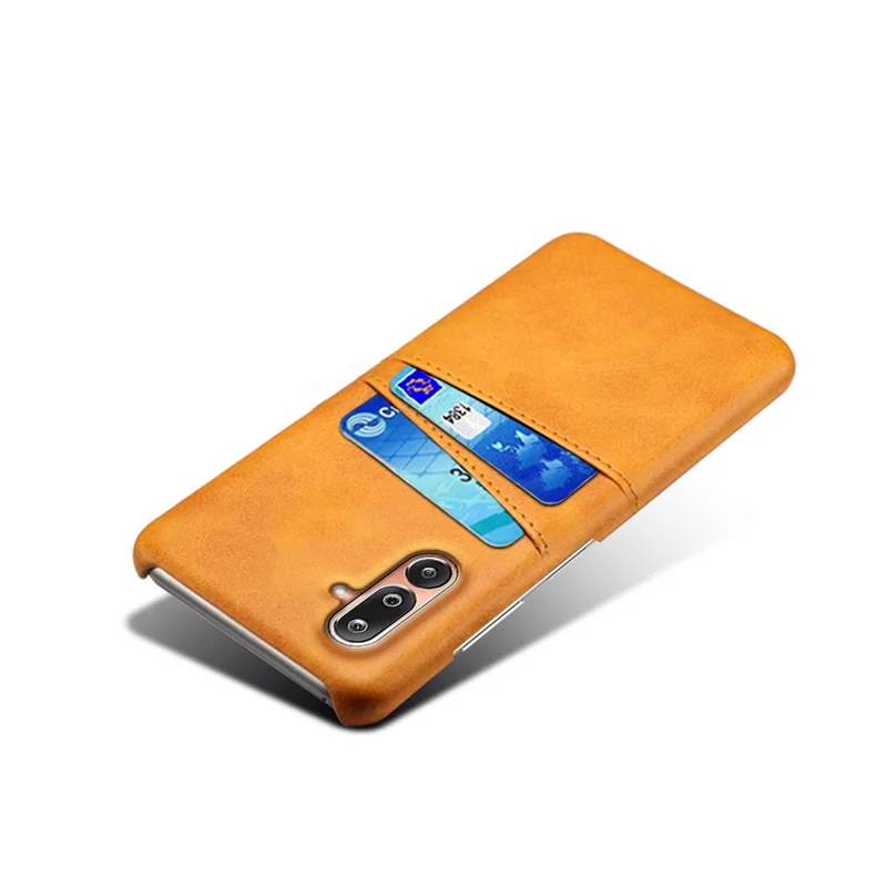For Samsung Galaxy M36 5G Case Dual Card Slots PU Leather + Hard PC Phone Cover - Orange