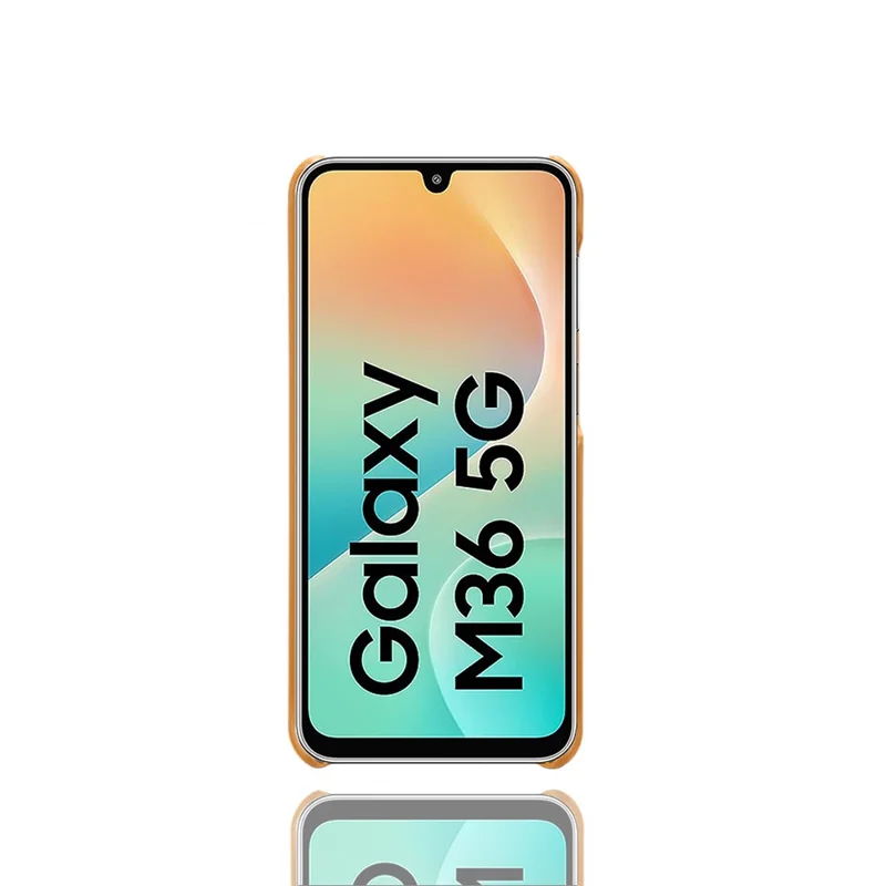 For Samsung Galaxy M36 5G Case Calf Texture PU Leather Hard PC Protective Phone Cover - Orange