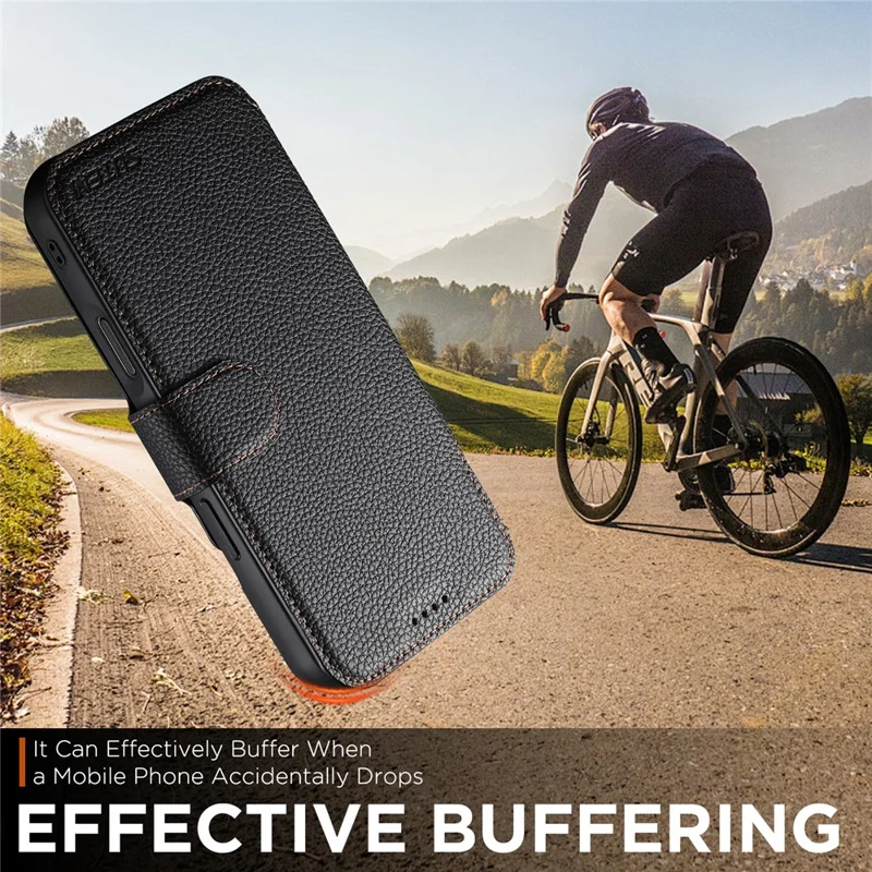 SUTENI Q-05 Für iPhone 17 Pro Max Magnetische Hülle Litchi-Textur Geldbörse Stand Abnehmbare Leder Telefonabdeckung - Schwarz