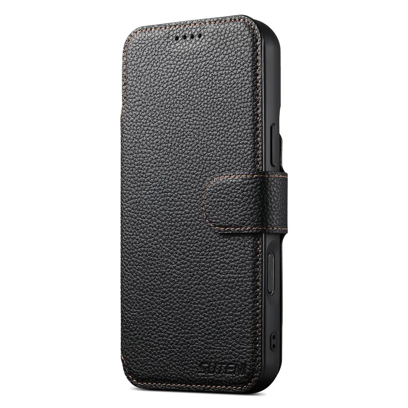 SUTENI Q-05 Für iPhone 17 Pro Max Magnetische Hülle Litchi-Textur Geldbörse Stand Abnehmbare Leder Telefonabdeckung - Schwarz