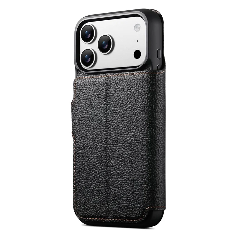 SUTENI Q-05 Für iPhone 17 Pro Max Magnetische Hülle Litchi-Textur Geldbörse Stand Abnehmbare Leder Telefonabdeckung - Schwarz