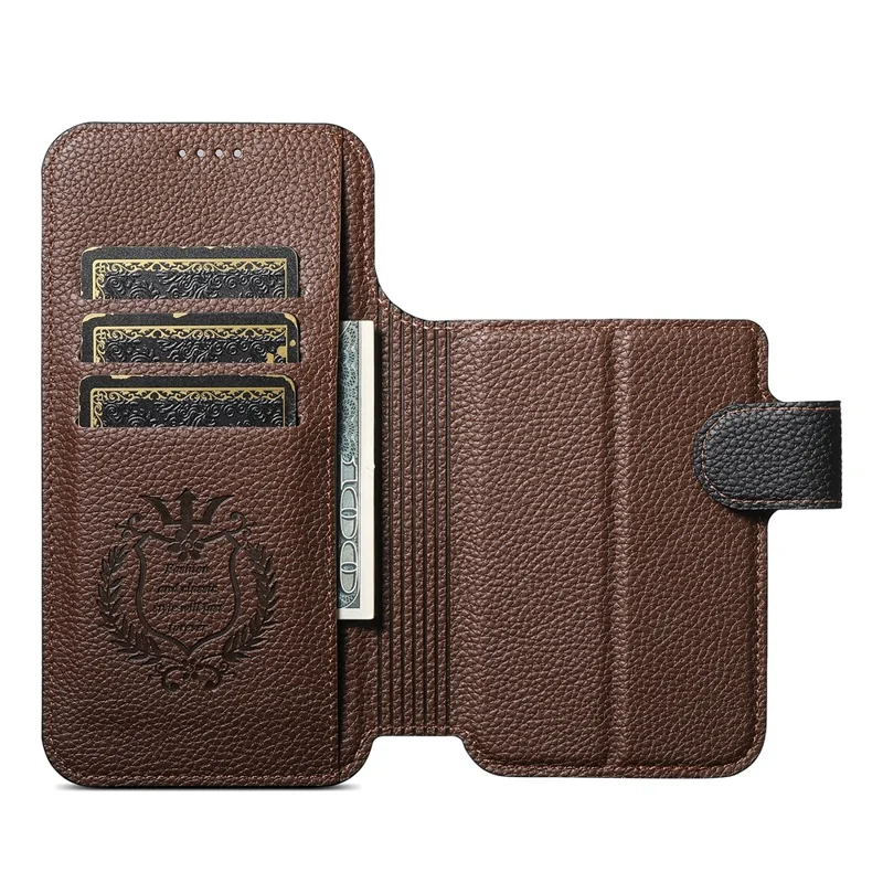 SUTENI Q-05 Für iPhone 17 Pro Max Magnetische Hülle Litchi-Textur Geldbörse Stand Abnehmbare Leder Telefonabdeckung - Schwarz