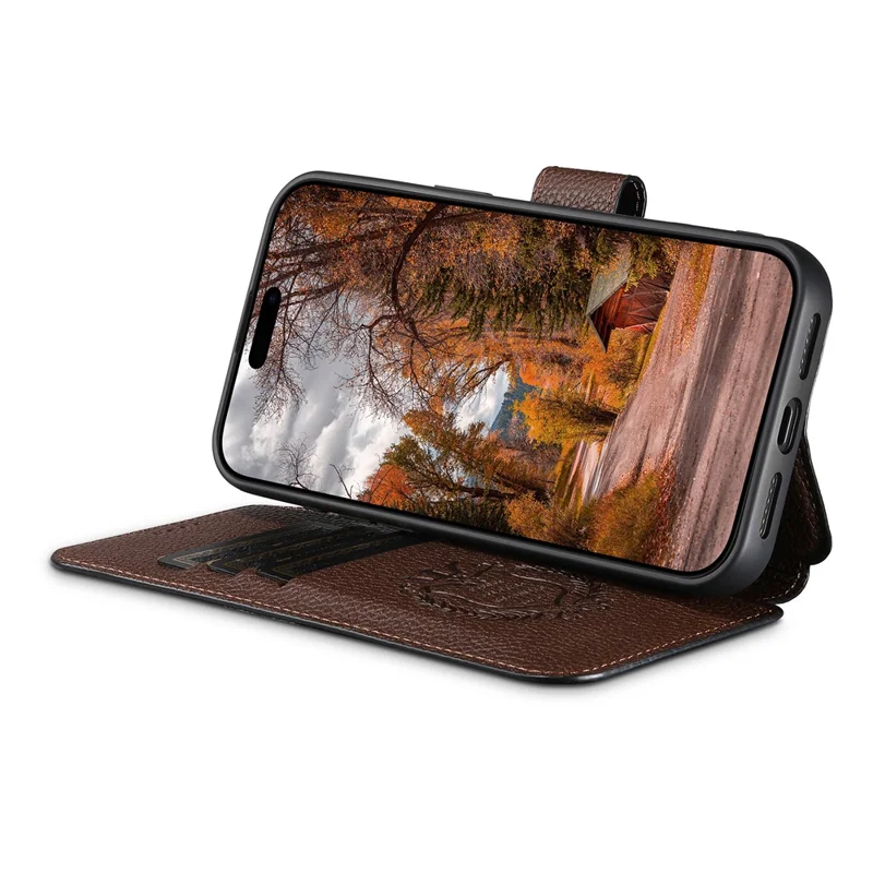 SUTENI Q-05 Für iPhone 17 Pro Max Magnetische Hülle Litchi-Textur Geldbörse Stand Abnehmbare Leder Telefonabdeckung - Schwarz