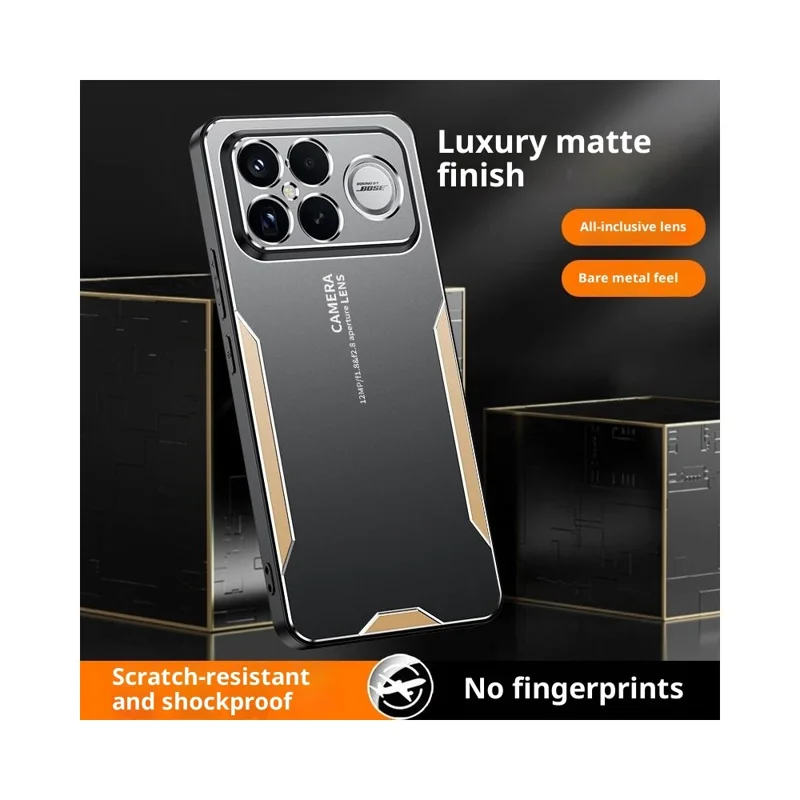 För Xiaomi Redmi K90 Pro Max 5G / Poco F8 Ultra mobilskal i aluminiumlegering, TPU och PC bakplatta - Guld