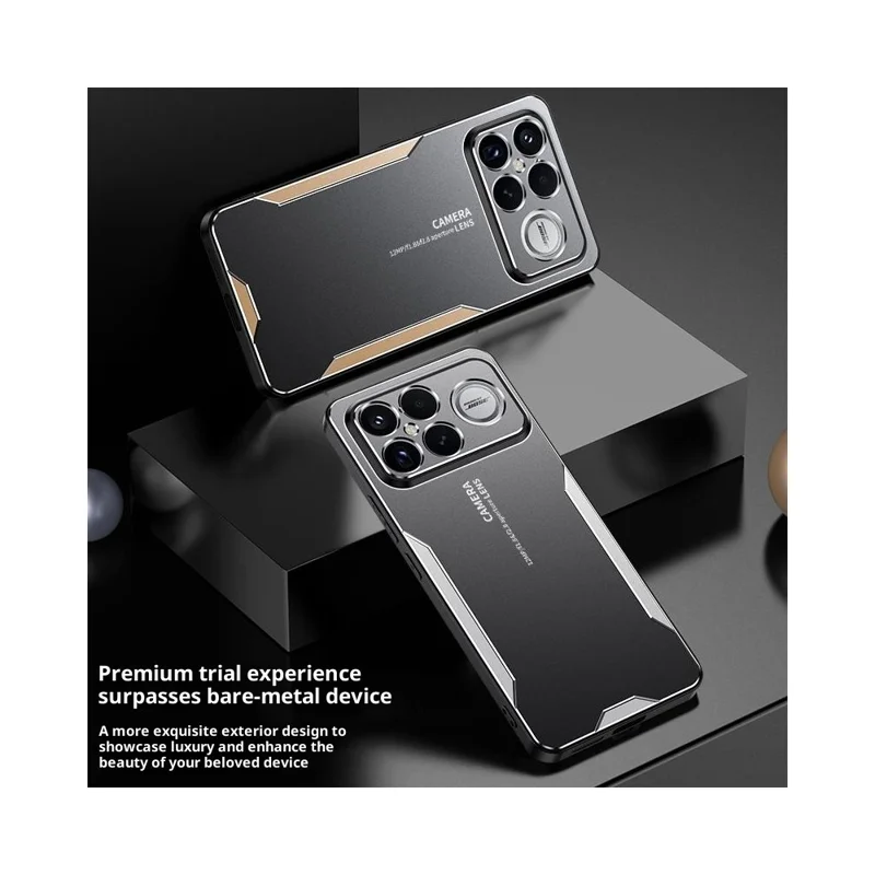 För Xiaomi Redmi K90 Pro Max 5G / Poco F8 Ultra mobilskal i aluminiumlegering, TPU och PC bakplatta - Guld