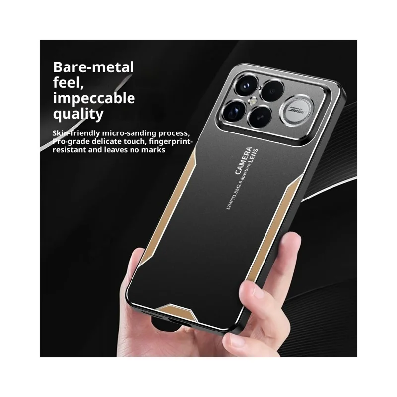 För Xiaomi Redmi K90 Pro Max 5G / Poco F8 Ultra mobilskal i aluminiumlegering, TPU och PC bakplatta - Guld