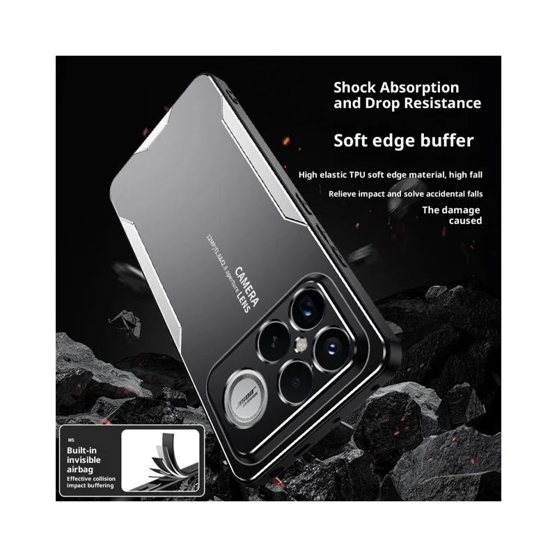 För Xiaomi Redmi K90 Pro Max 5G / Poco F8 Ultra mobilskal i aluminiumlegering, TPU och PC bakplatta - Guld