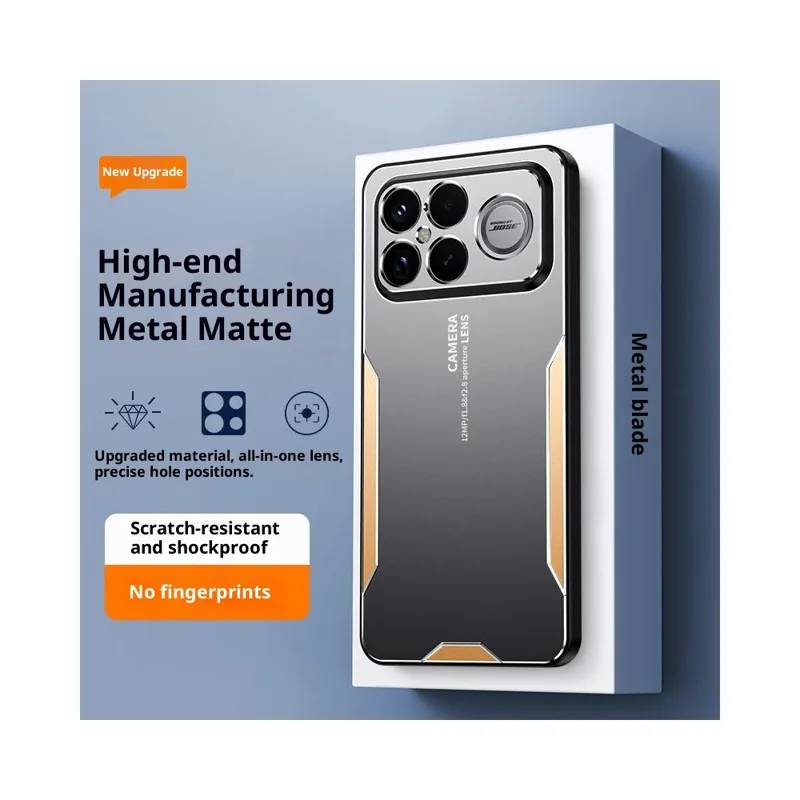 För Xiaomi Redmi K90 Pro Max 5G / Poco F8 Ultra mobilskal i aluminiumlegering, TPU och PC bakplatta - Guld