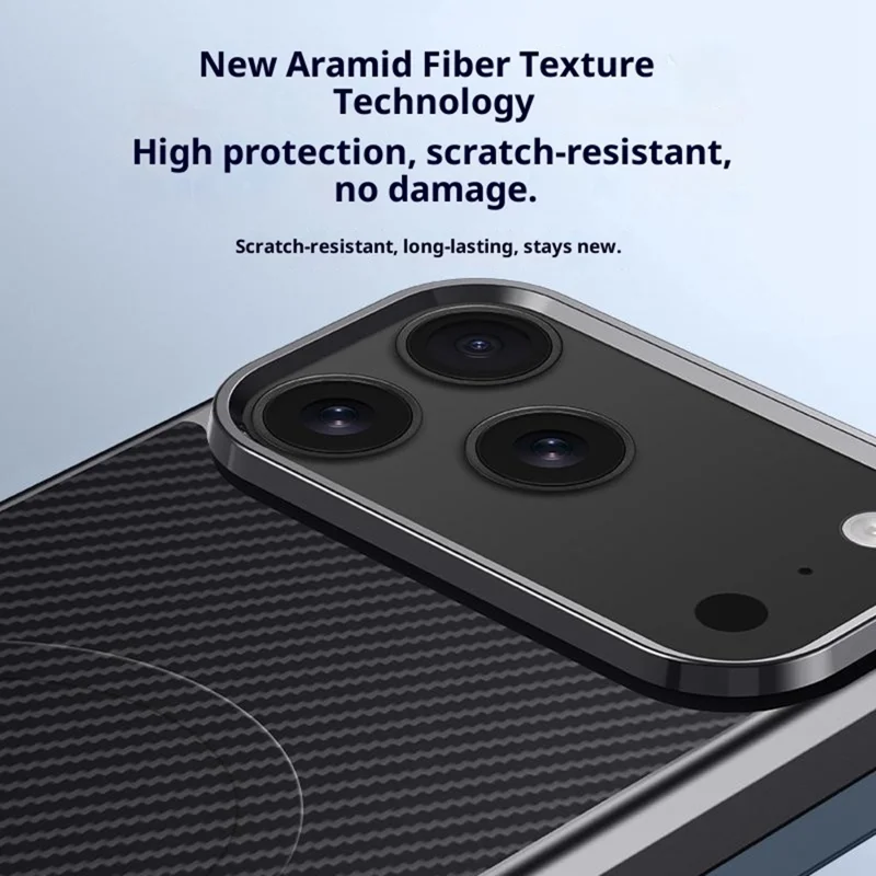 Custodia iPhone 17 Pro Max Compatibile con MagSafe in Fibra di Carbonio PU + PC + Silicone Copertura Protettiva - Nero