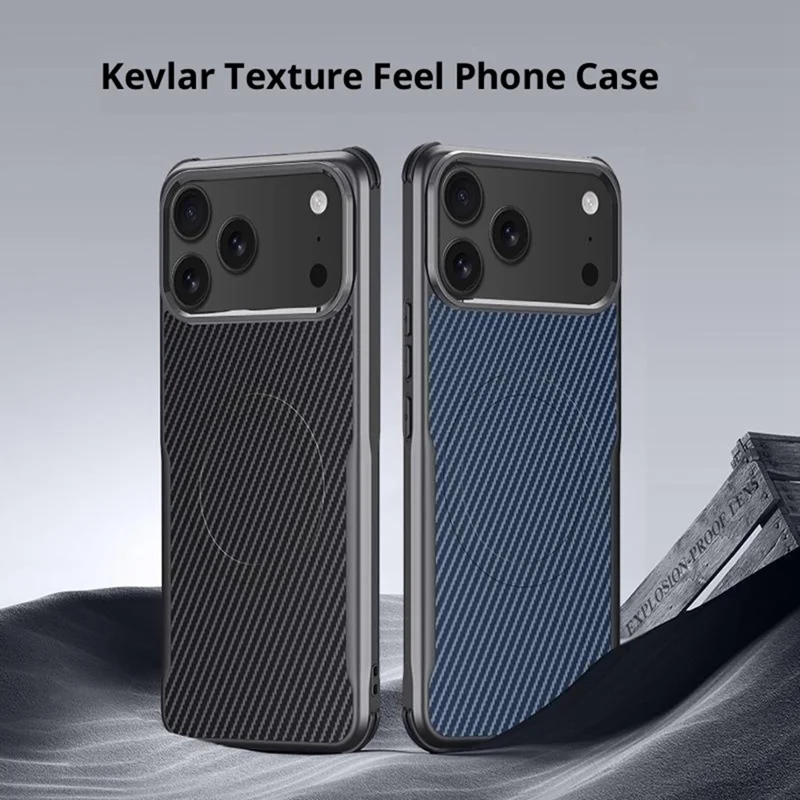For iPhone 17 Pro Case Compatible with MagSafe Carbon Fiber PU + PC + Silicone Protective Cover - Black