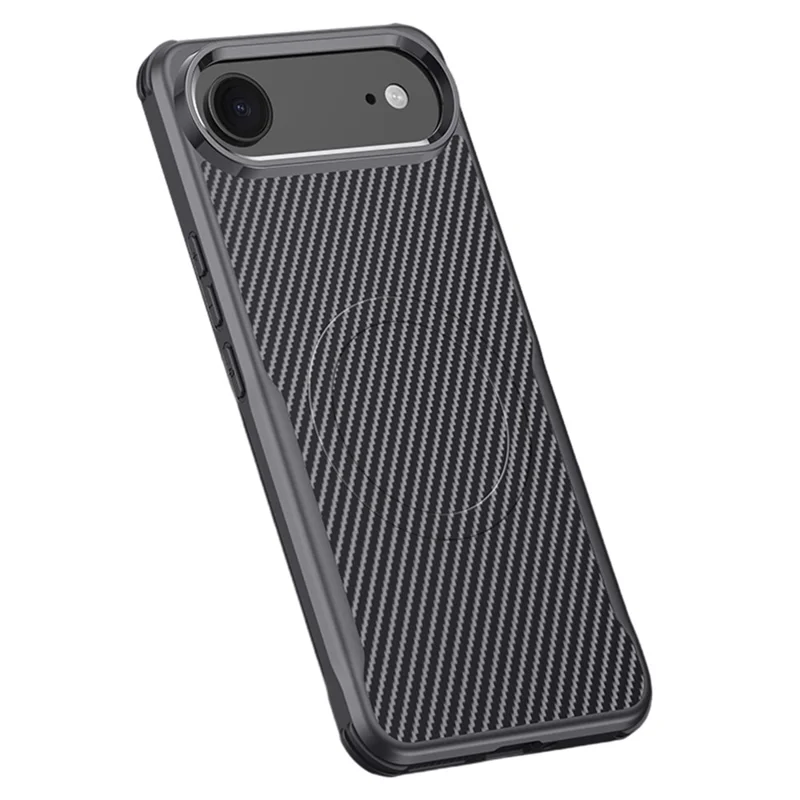 iPhone Air Case Kompatibel mit MagSafe Carbon Fiber PU+PC+Silikon Schutzhülle - Schwarz