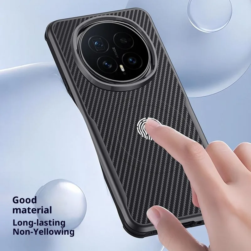 For Honor Magic8 Pro 5G Magnetic Case Carbon Fiber PU + PC + Silicone Protective Cover - Black