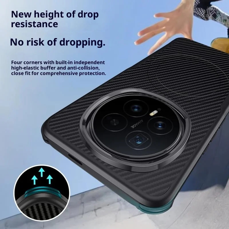 For Honor Magic8 Pro 5G Magnetic Case Carbon Fiber PU + PC + Silicone Protective Cover - Black