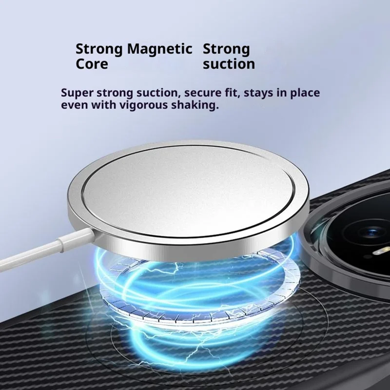 For Honor Magic8 Pro 5G Magnetic Case Carbon Fiber PU + PC + Silicone Protective Cover - Black