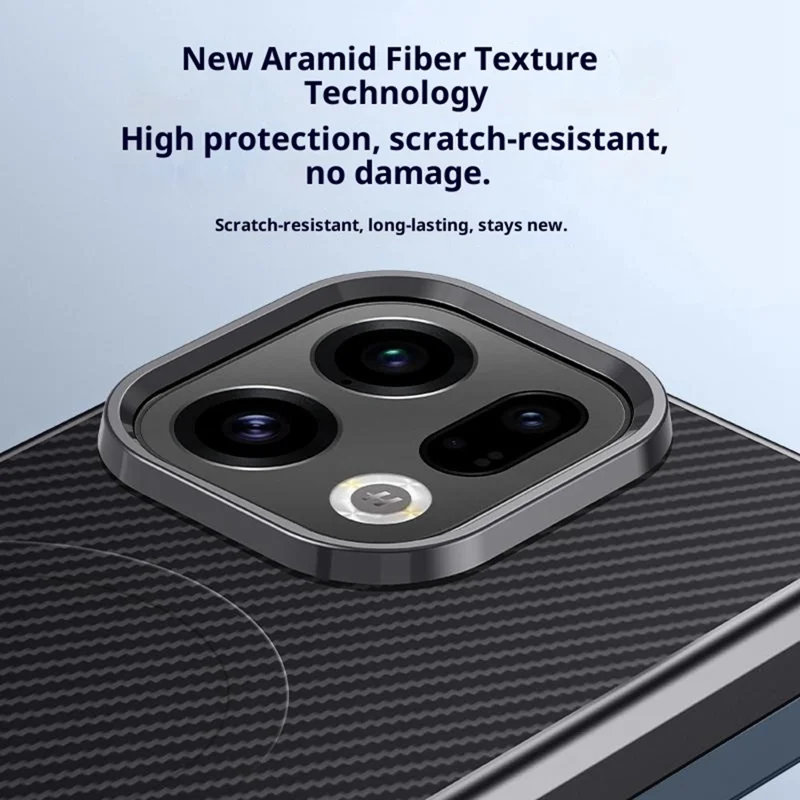 For Oppo Find X9 5G Magnetic Case Carbon Fiber PU + PC + Silicone Protective Cover - Black