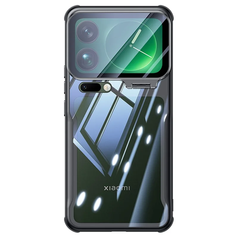 For Xiaomi 17 Pro Case PC + TPU Clear Phone Shell with Glass Lens Cover Kickstand