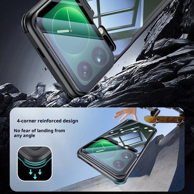 For Xiaomi 17 Pro Case PC + TPU Clear Phone Shell with Glass Lens Cover Kickstand