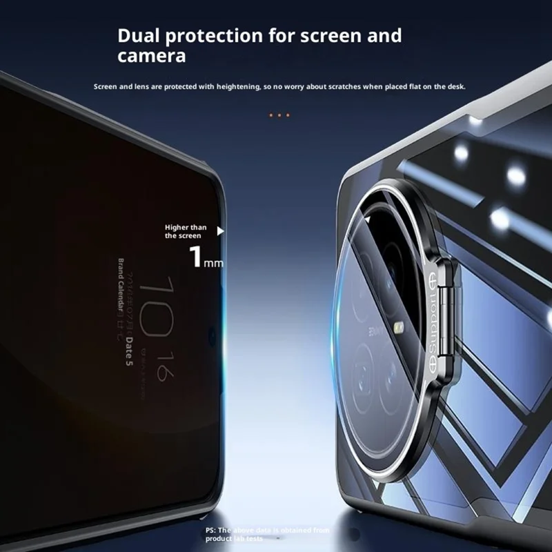 Capa para Honor Magic8 Pro 5G, PC + TPU transparente com capa de lente de vidro e suporte