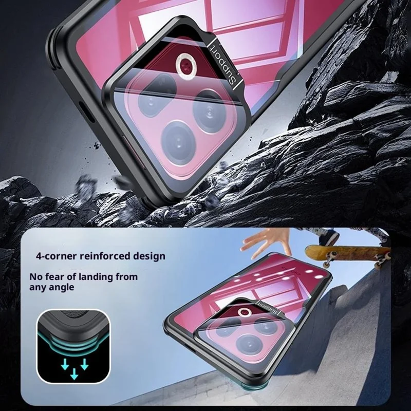 For Oppo Find X9 Pro 5G Case PC + TPU Clear Phone Shell with Glass Lens Cover Kickstand