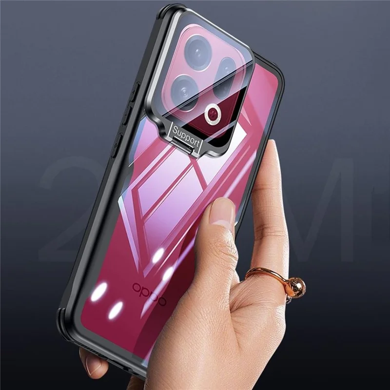 For Oppo Find X9 Pro 5G Case PC + TPU Clear Phone Shell with Glass Lens Cover Kickstand