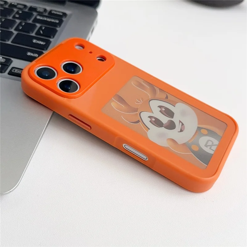 For iPhone 17 Pro Smart E-Ink Magnetic Case 4 Color HD 4 inch Display NFC DIY Customized Screen - Orange