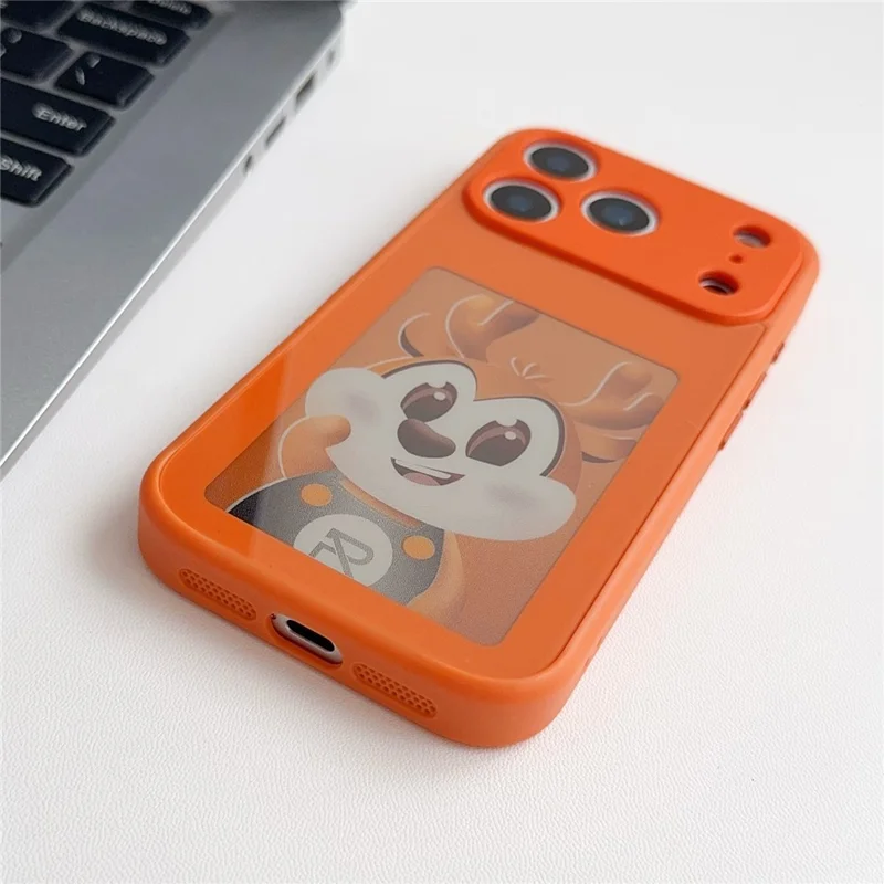 For iPhone 17 Pro Smart E-Ink Magnetic Case 4 Color HD 4 inch Display NFC DIY Customized Screen - Orange