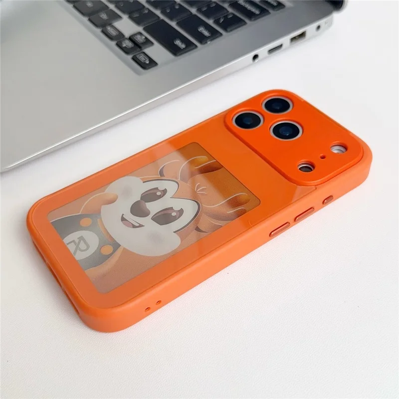 For iPhone 17 Pro Smart E-Ink Magnetic Case 4 Color HD 4 inch Display NFC DIY Customized Screen - Orange