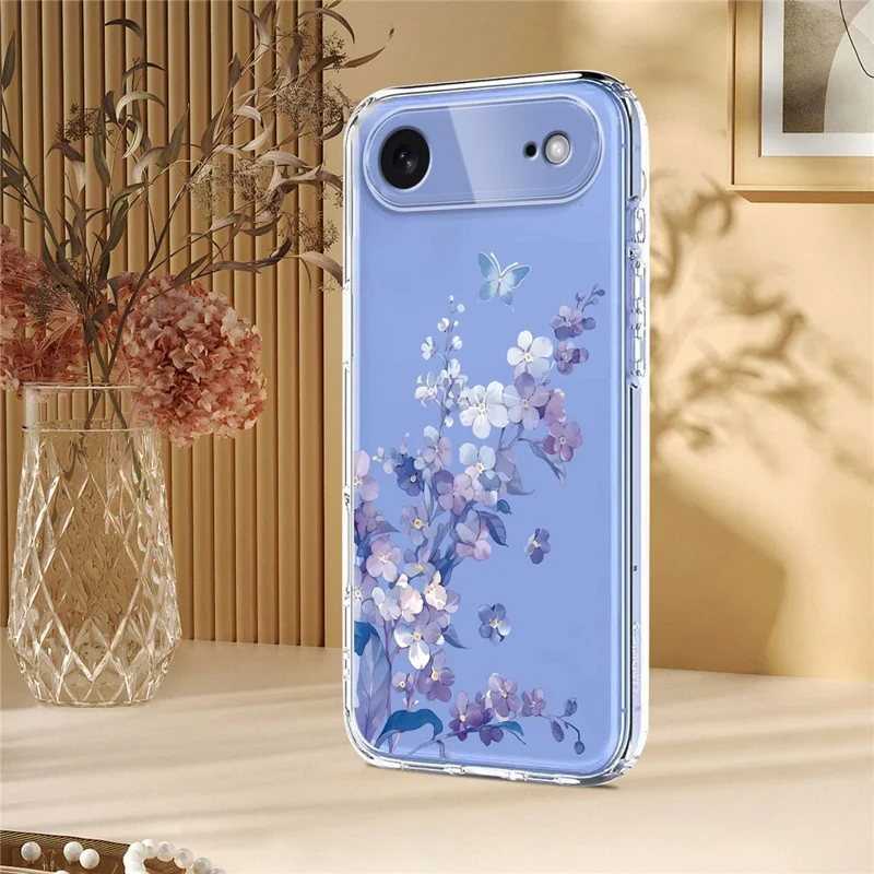 Bulk Purchasing For iPhone Air Case Butterfly Floral Pattern Printing TPU Phone Cover Support Wireless Charging (MOQ: 50Pcs) - Violets