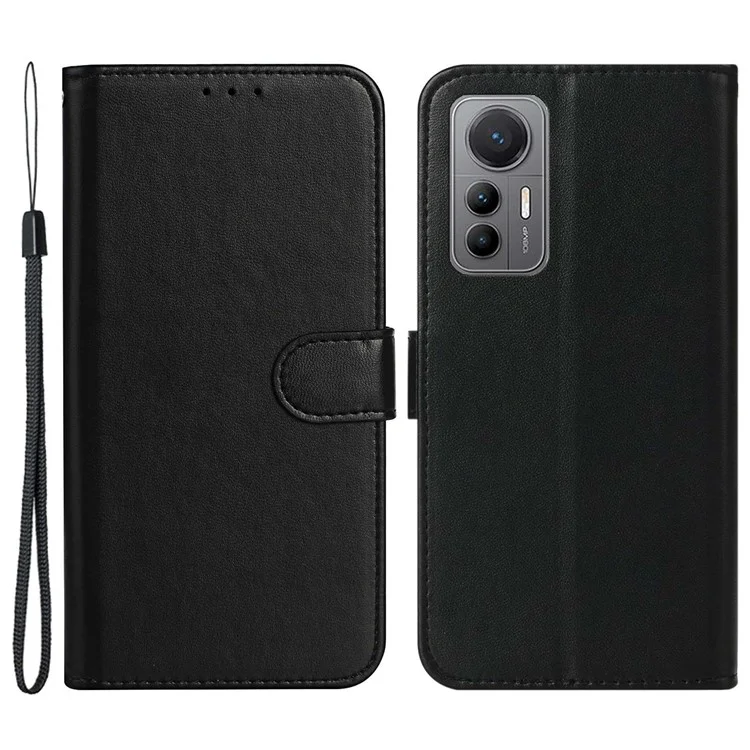 Couvercle de Téléphone Portable Pour Xiaomi 12 Lite 5G, Portefeuille de Téléphone Boîte de Support Pliable pu en Cuir Avec Machines à Sous et Sangle de Carte - le Noir