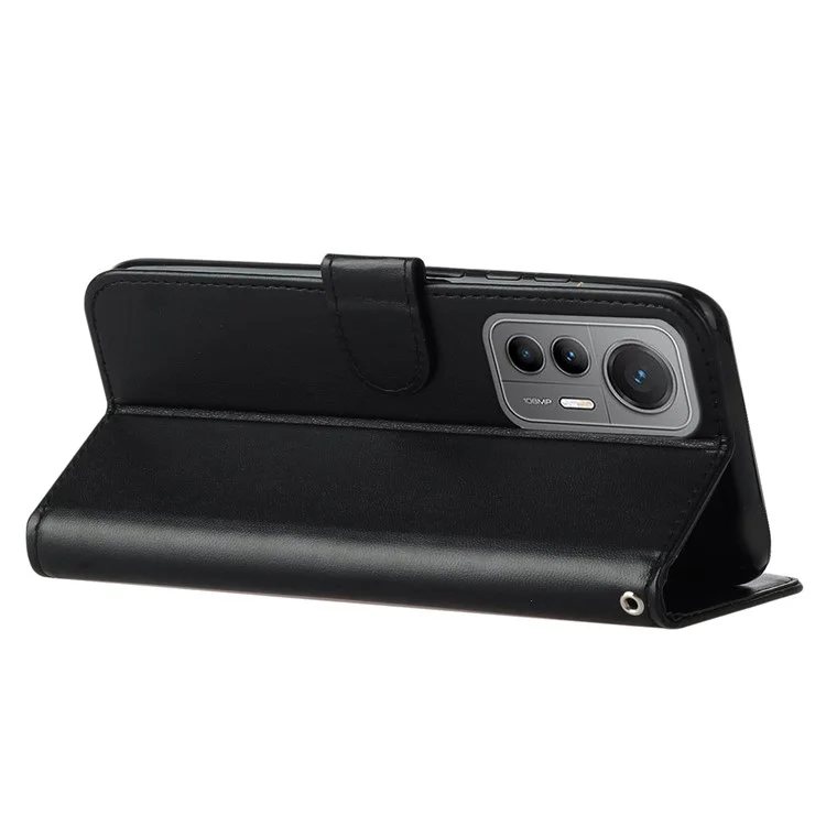 Couvercle de Téléphone Portable Pour Xiaomi 12 Lite 5G, Portefeuille de Téléphone Boîte de Support Pliable pu en Cuir Avec Machines à Sous et Sangle de Carte - le Noir