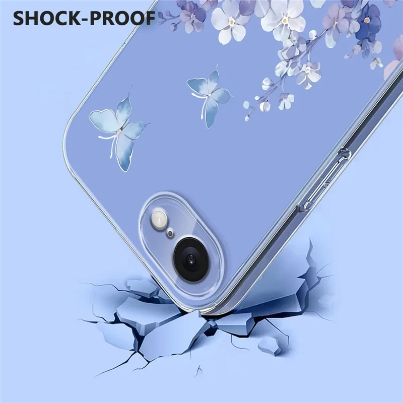 Bulk Purchasing For iPhone 16e Case Butterfly Floral Pattern Printing TPU Phone Cover Support Wireless Charging (MOQ: 50Pcs) - Violets