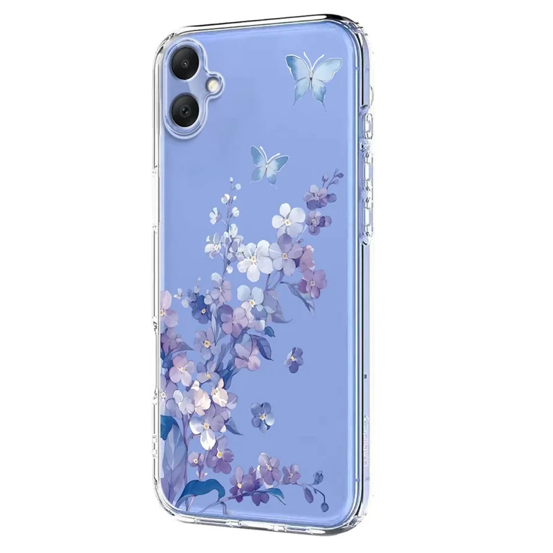 Bulk Purchasing For Samsung Galaxy A06 4G / A06 5G Case Butterfly Floral Pattern Printing TPU Phone Cover Support Wireless Charging (MOQ: 50Pcs) - Violets