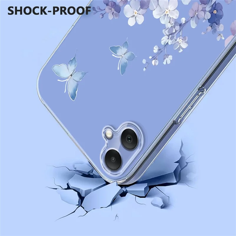 Bulk Purchasing For Samsung Galaxy A06 4G / A06 5G Case Butterfly Floral Pattern Printing TPU Phone Cover Support Wireless Charging (MOQ: 50Pcs) - Violets