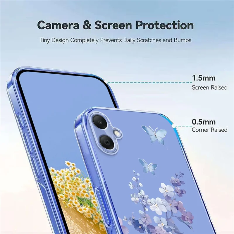Bulk Purchasing For Samsung Galaxy A07 4G Case Butterfly Floral Pattern Printing TPU Phone Cover Support Wireless Charging (MOQ: 50Pcs) - Violets