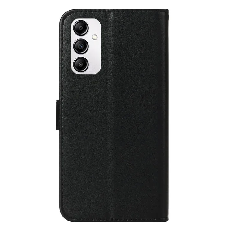 Cell Phone Cover with Card Slots For Samsung Galaxy A14 5G / 4G , Solid Color Shockproof PU Leather Phone Case Wallet Stand with Strap - Black