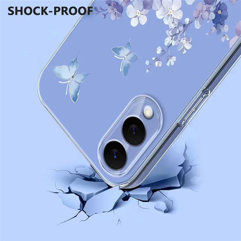 Bulk Purchasing For Samsung Galaxy S25 Edge Case Butterfly Floral Pattern Printing TPU Phone Cover Support Wireless Charging (MOQ: 50Pcs) - Violets