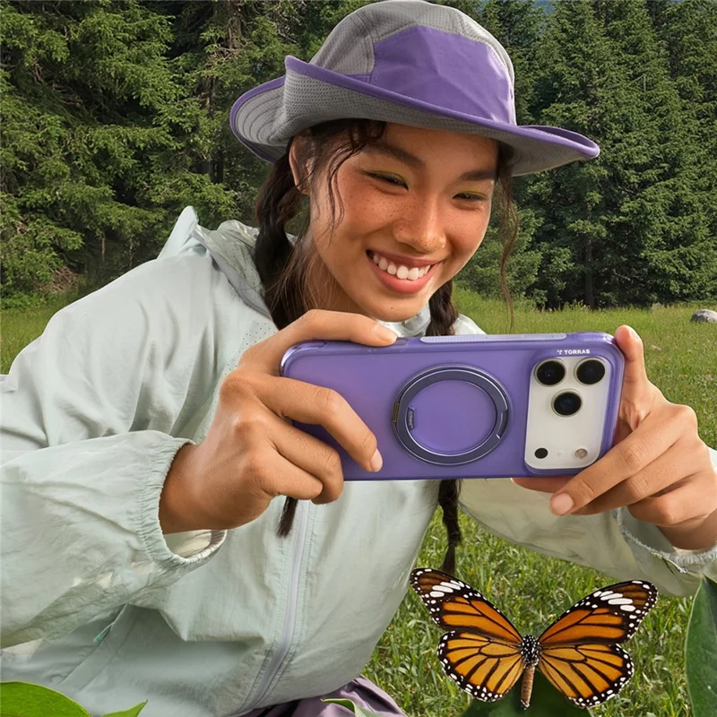 TORRAS Ostand O3 Air Series for iPhone 17 Pro Max Case Compatible with MagSafe Ring Kickstand TPU PC Phone Cover - Black