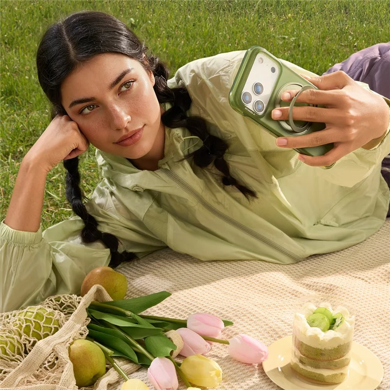 TORRAS Ostand O3 Air Series for iPhone 17 Pro Max Case Compatible with MagSafe Ring Kickstand TPU PC Phone Cover - Black