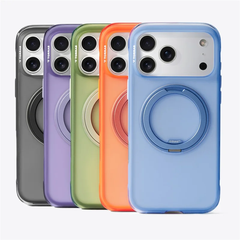 TORRAS Ostand O3 Air Series for iPhone 17 Pro Max Case Compatible with MagSafe Ring Kickstand TPU PC Phone Cover - Black