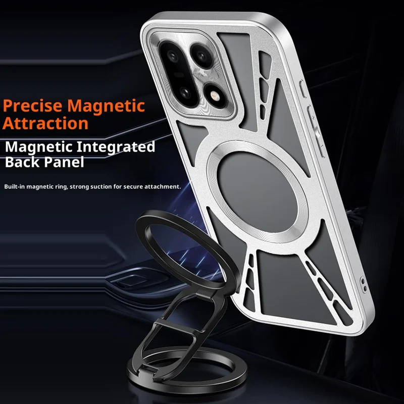 Caso Magnético 5G OnePlus 15 - Dissipação de Calor Oca de Silicone + PC + Bumper de Metal - Preto