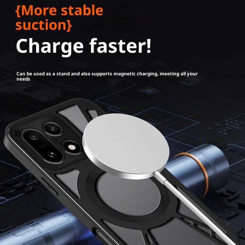 Caso Magnético 5G OnePlus 15 - Dissipação de Calor Oca de Silicone + PC + Bumper de Metal - Preto