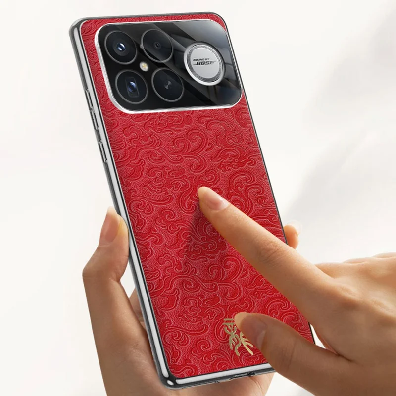 Capa Xiaomi Redmi K90 5G Loong Pattern Electroplated PC + TPU à prova de choques - Vermelho